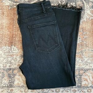 Mother Denim Black Jeans Size 34 The Hustler Ankle Fray